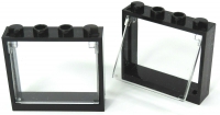 LEGO® schwarze / City 1x4x3 Fenster mit Scheibe 2 Stück